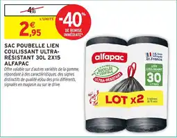 Intermarché alfapac SAC POUBELLE LIEN COULISSANT ULTRA-RÉSISTANT 30L offre