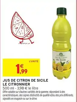 Intermarché Express LE CITRONNIER Jus de Citron de Sicile offre