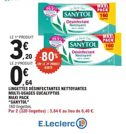 E.Leclerc SANYTOL Lingettes désinfectantes nettoyantes multi-usages eucalyptus offre
