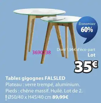 JYSK FALSLED Tables gigognes offre