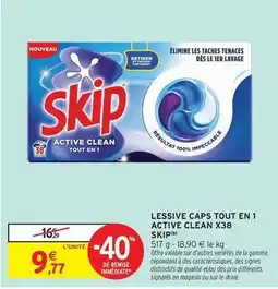 Intermarché Express Skip - lessive caps tout en 1 active clean x38 offre