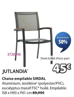 JYSK JUTLANDIA Chaise empilable SIRDAL offre