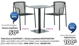 JYSK KAPPRUET Table bistrot + KRISTIANSTAD Chaise empilable offre