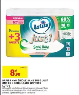 Intermarché Express Lotus - papier hygiénique sans tube just one x9 + 3 rouleaux offerts offre