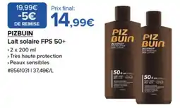 Costco PIZBUIN Lait solaire FPS 50+ offre