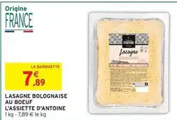Intermarché Express Lasagne bolognaise au boeuf l'assiette d'antoine offre