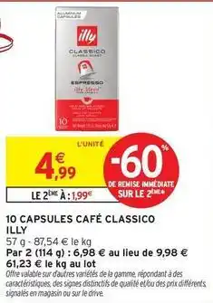 Intermarché Express Illy - 10 capsules café classico offre