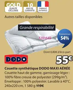 JYSK DODO Couette synthétique MAXI AÉRÉE offre