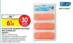 Intermarché Costa - 3 filets de saumon sauvage msc surgelés offre