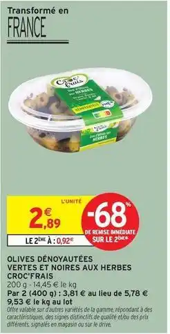 Intermarché Signal - olives dénoyautées vertes et noires aux herbes offre