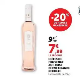 Super U Château de berne - cotes de provence aop rose grande recolte offre