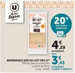 Super U U - abondance aop au lait cru offre