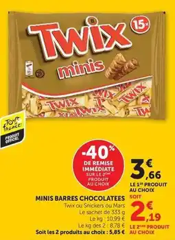 Super U Twix - minis barres chocolates offre