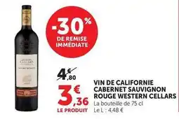Super U Western cellars - vin de californie cabernet sauvignon rouge offre