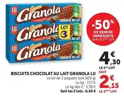Hyper U Lu - biscuits chocolat au lait granola offre