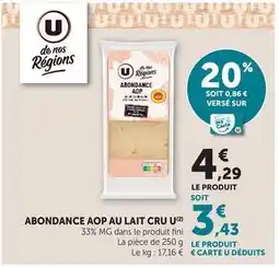 Hyper U U - abondance aop au lait cru offre
