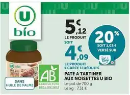 Super U Pate a tartiner aux noisettes bio offre