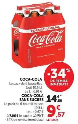 U Express Coca cola - sans sucres offre