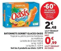 Super U Oasis - batonnets sorbet glaces offre