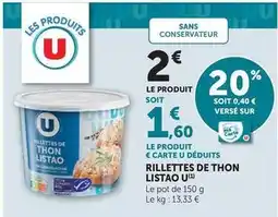 Super U U - rillettes de thon listao offre