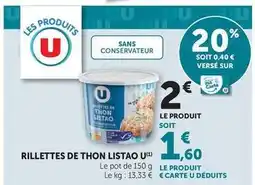 U Express U - rillettes de thon listao offre