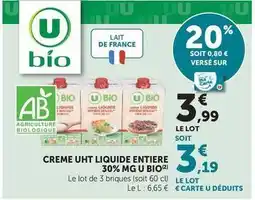 U Express U bio - creme uht liquide entiere 30% mg offre