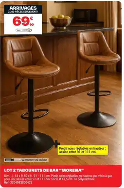 Brico Dépôt Morena lot 2 tabourets de bar offre