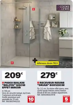 Brico Dépôt COOKE & LEWIS PAROI WALKIN "BELOYA" 120CM EFFET MIROIR offre