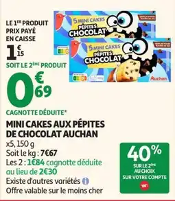 Auchan Supermarché Auchan Mini Cakes aux pépites de chocolat offre