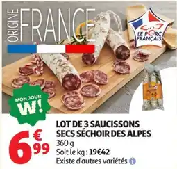 Auchan Supermarché Saucissons secs séchoir des Alpes offre