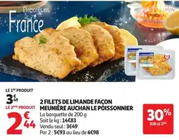 Auchan Supermarché Le Poissonnier 2 Filets de Limande Façon Meunière offre