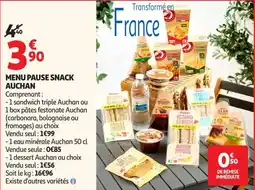 Auchan Supermarché Auchan MENU PAUSE SNACK offre