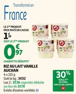 Auchan Supermarché RIZ AU LAIT VANILLE offre