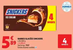 Auchan Supermarché SNICKERS BARRES GLACÉES offre