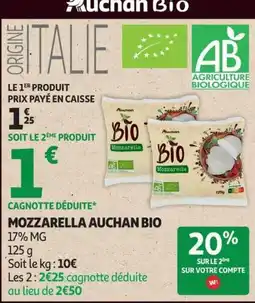 Auchan Supermarché Auchan Bio Mozzarella offre