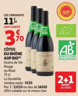 Auchan Supermarché Côtes du rhône aop bio offre