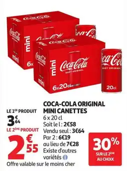 Auchan Supermarché Coca-Cola Original mini canettes offre