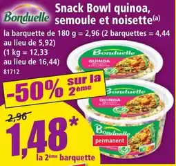 Norma Bonduelle Snack Bowl quinoa, semoule et noisette offre