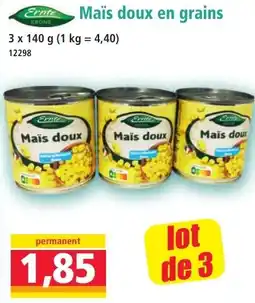Norma Ernte Mais doux en grains offre