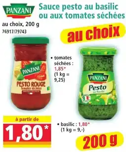 Norma Panzani sauce pesto au basilic ou aux tomates séchées offre