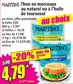Norma MARTINS Thon en morceaux offre