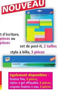 Norma set de post-it, 2 tailles stylo à bille, 3 pièces offre