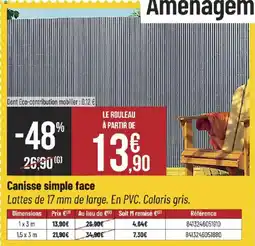 Bricorama Canisse simple face offre