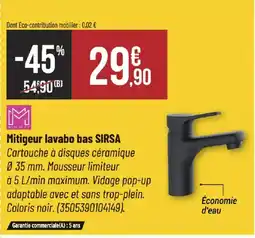 Bricorama SIRSA Mitigeur lavabo bas offre