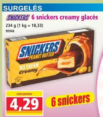 Norma Snickers 6 snickers creamy glacés offre