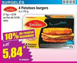 Norma Savourel 4 potatoes burgers offre