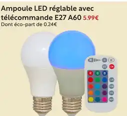 Maxi Bazar Ampoule led réglable avec télécommande e27 a60 offre