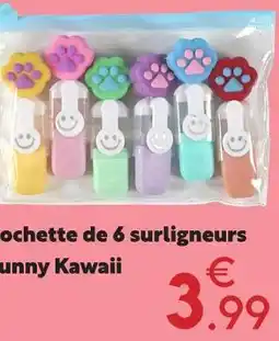 Maxi Bazar Pochette de 6 surligneurs funny kawaii offre