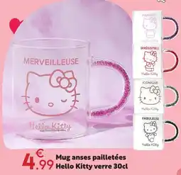 Maxi Bazar Mug anses pailletées hello kitty verre 30cl offre