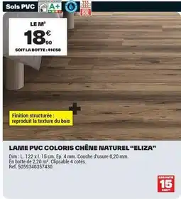 Brico Dépôt Dim - lame pvc coloris chêne naturel eliza offre